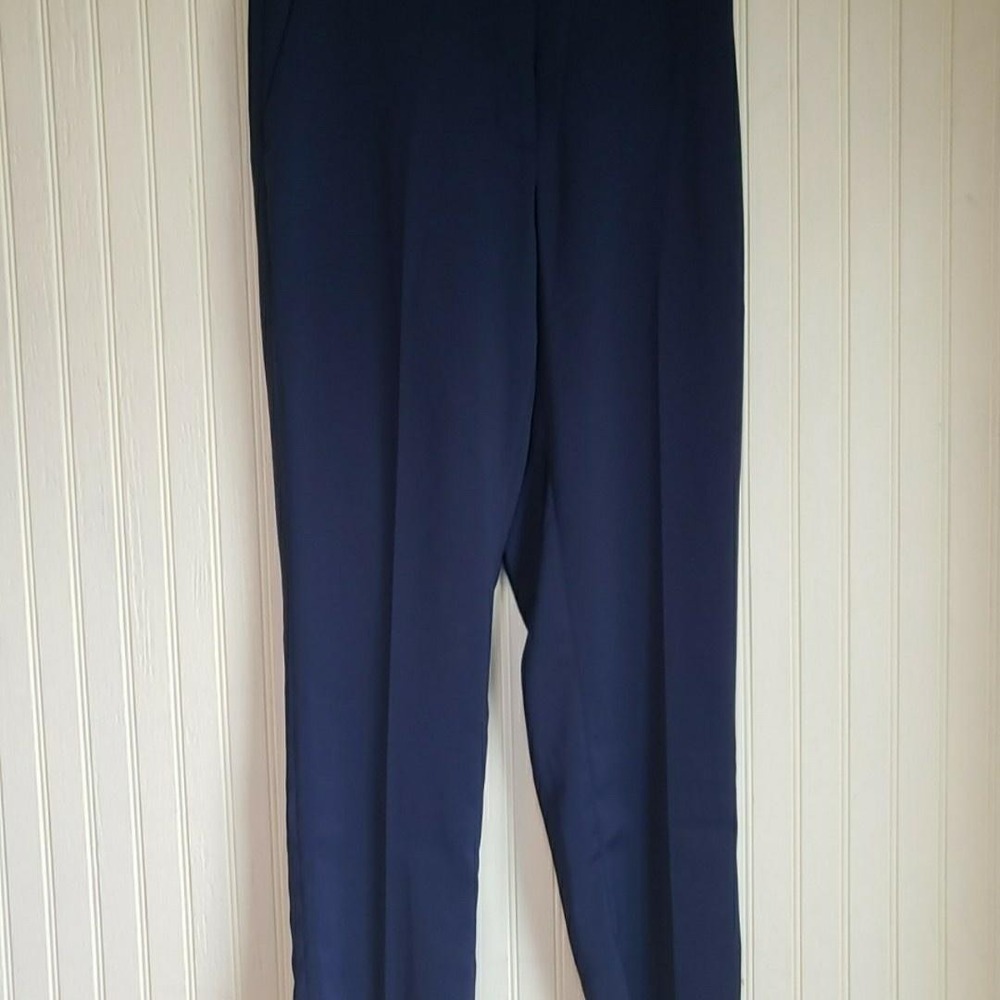 Quince Dress Pants Womens S Blue Microfiber Belted Elastic Waist Stretch Pockets